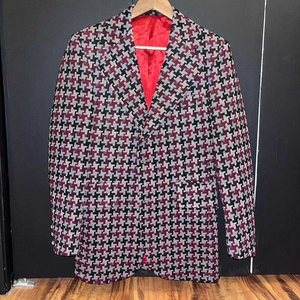 70s Vintage Men's Patterned Sport Coat Blazer Suit Jacket 36R